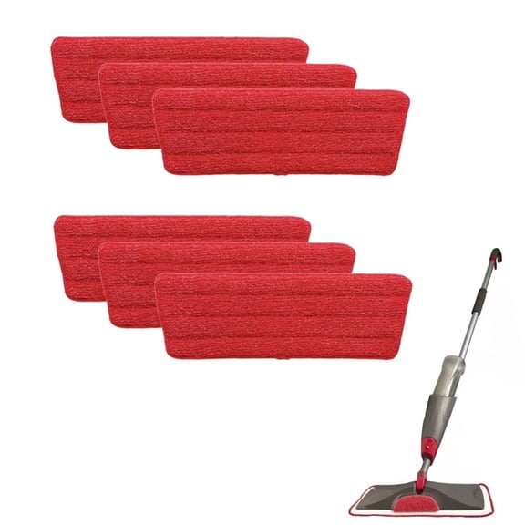 6 Pack Microfiber Spray Mop Pads Replacement Compatible with Rubbermaid Reveal, Washable Reusable Refills, Wet Dry Hardwood Tile Floor Cleaning
