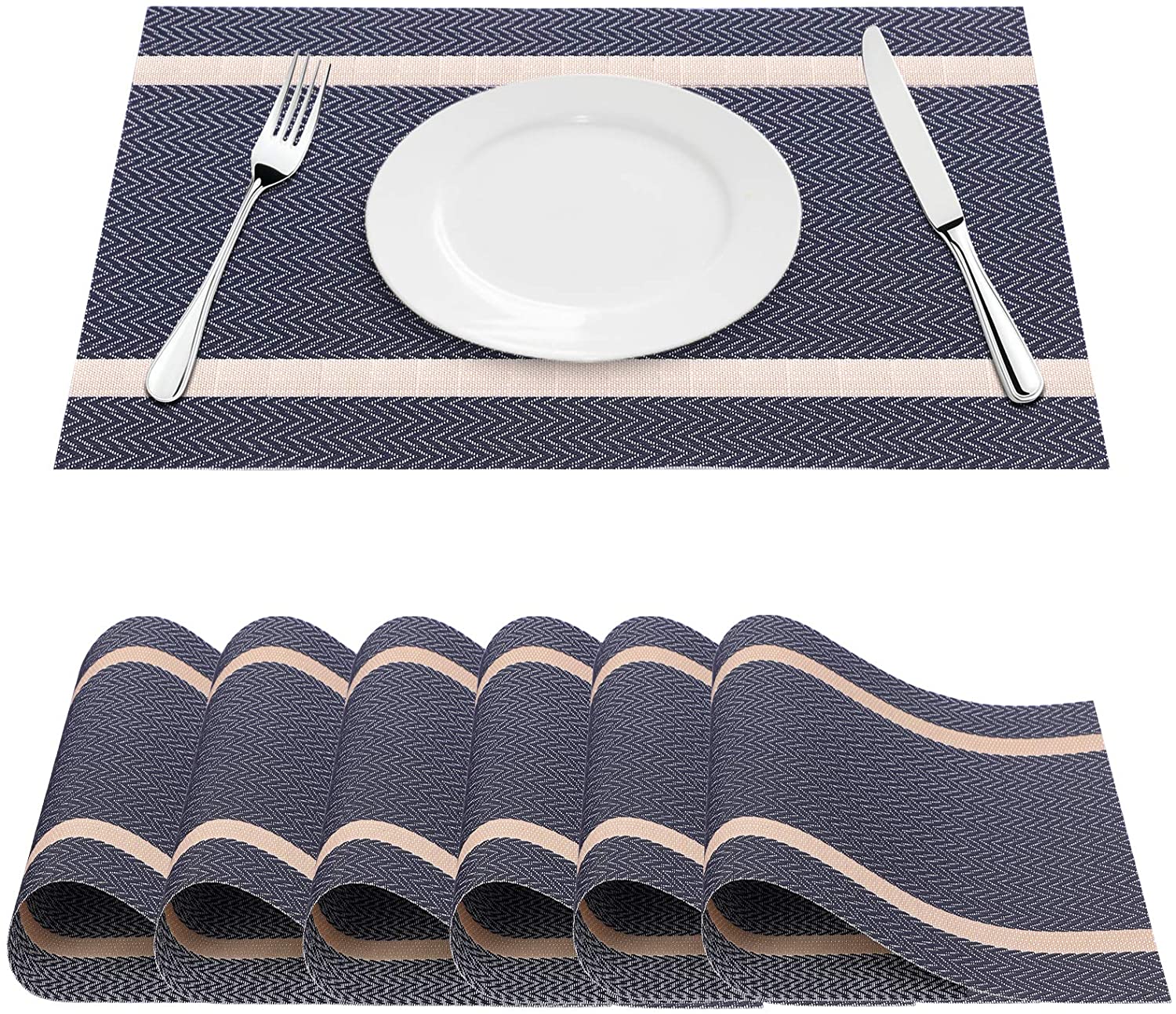 DII Summer Stripe Outdoor Placemat (Set of 6), 19"x13", 100 Polyester