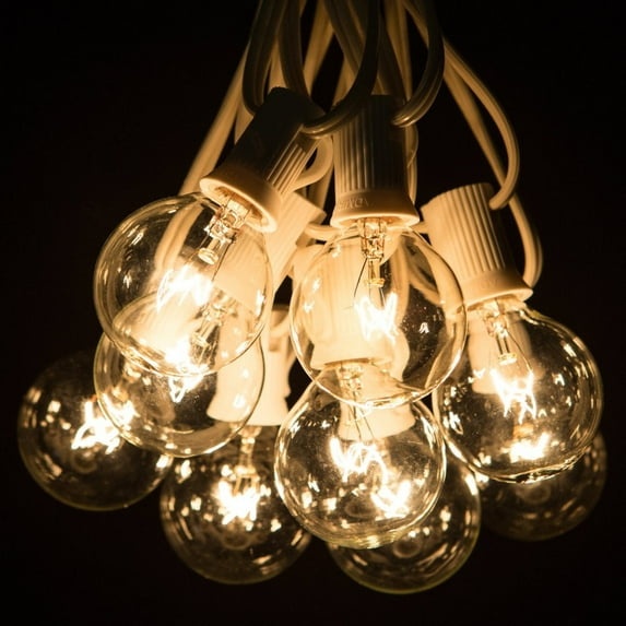 Hometown Evolution 50 Foot G40 Clear String Lights with White Wire for Indoor Outdoor Use