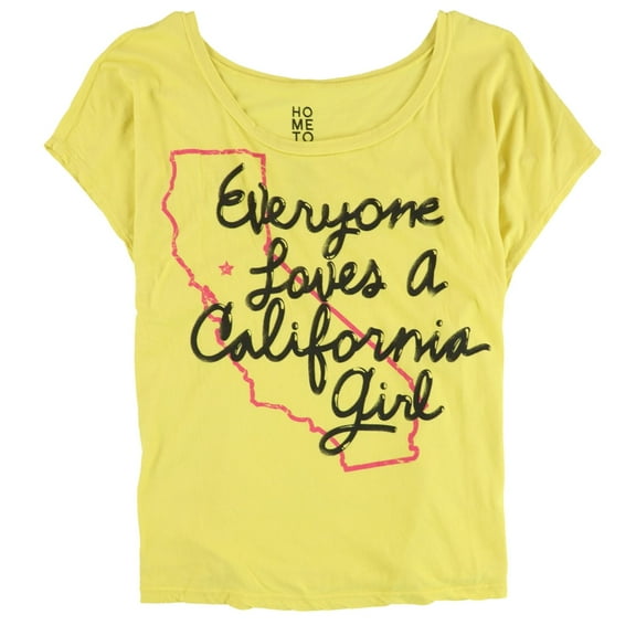 Hometown Heroes Womens Everyone Loves A California Girl Graphic T-Shirt, Yellow, Medium