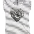 thumbnail image 1 of Hometown Heroes Womens Rose Heart Graphic T-Shirt, White, Large, 1 of 2