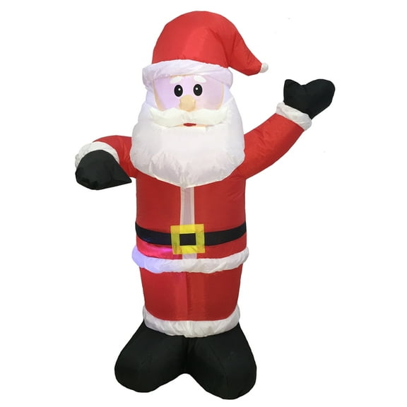 Hometown Holidays 90337 Christmas Inflatable Santa, 4 ft H, Nylon, White, Internal Light/Music: Internal Light