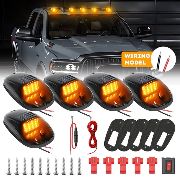 Hometravel 16 LED Black Housing Roof Light Set for Pickup Trucks, Bright Cab Marker for Night Driving, Rugged Vehicle Accessory, 5 Pack, Utility, Style