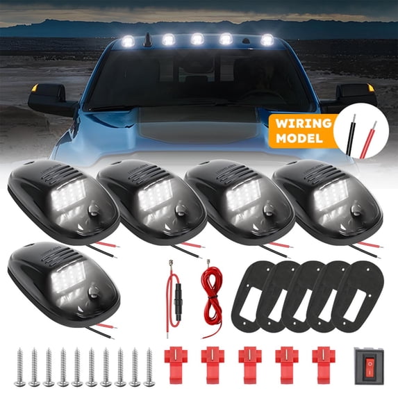 Hometravel 16 LED Black Housing Roof Light Set for Pickup Trucks, Bright Cab Marker for Night Driving, Rugged Vehicle Accessory, 5 Pack, Utility, Style