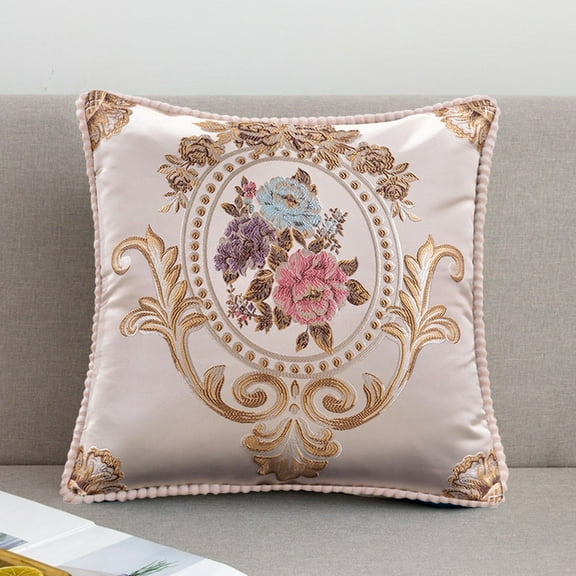Hometravel 19 Inch Wide European Emboss Flower Pillow, 48cm Sofa Waist Cushion and Car Bedroom Backrest, Decorative Pillowcase for Home, Living Room, Decor