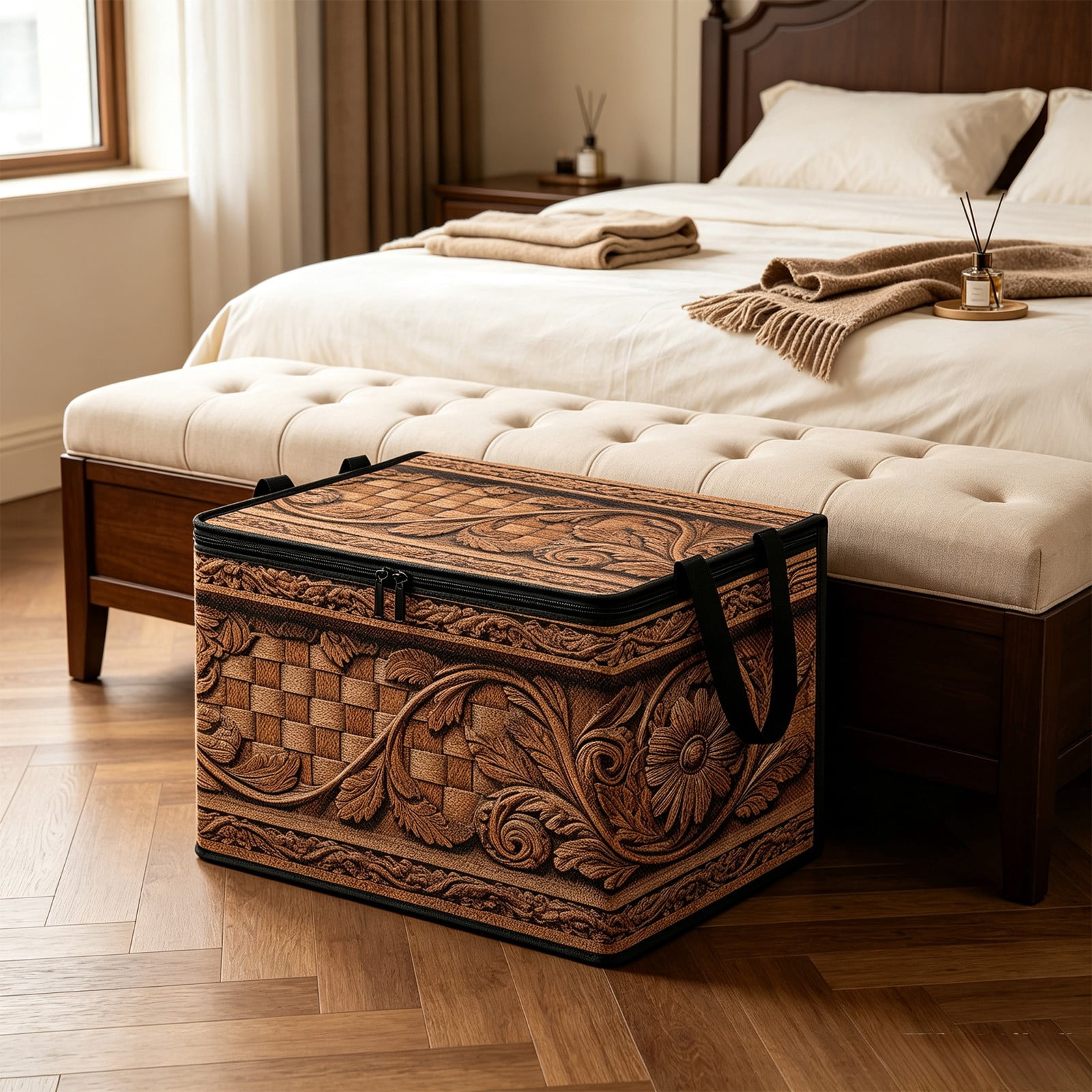 Hometravel 1Pcs Storage Box Wood Grain Pattern, Foldable Large Capacity ...