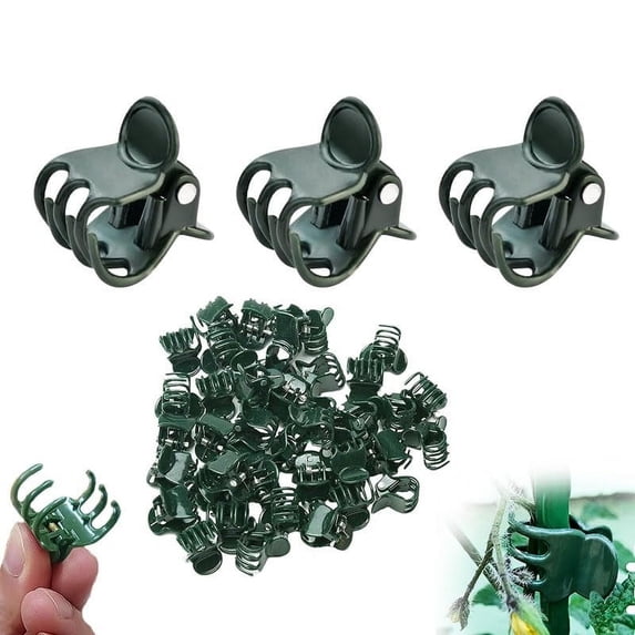 Hometravel 200-Pack Fixing Clips, Garden Flower Support Clips for Climbing Vines and Orchids, Flexible Green Ties for Stems, Branches and Trellises