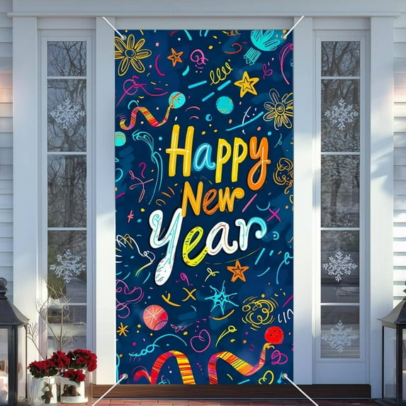 Hometravel 2026 Year Door Curtain Decor, Party Atmosphere Background Hanging, Celebratory Banner for Entrance, Wall, Event, Seasonal Display