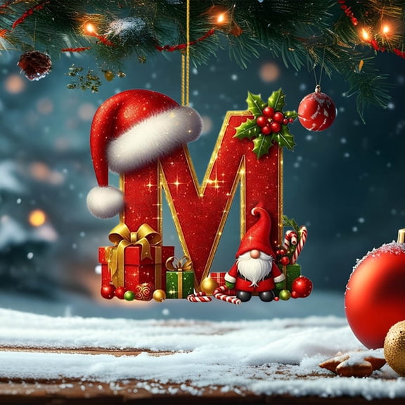 Hometravel 26 Letter Christmas Tree Pendant, Personalized DIY Christmas Ornaments, Acrylic Alphabet Decor for Xmas Tree Hanging and Festive Displays