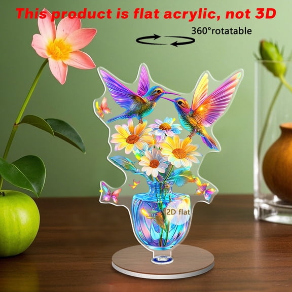 Hometravel 2D Acrylic Desktop Ornament, Waterproof Wear-Resistant Rotating Display, 360 Degree Spinning Decor for Desk, Office, Home, Modern Decorative Piece