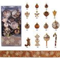 thumbnail image 1 of Hometravel 30 Piece Christmas Painted Ornament Set, Assorted Shape Candy Cane and Ball Decorations, Mixed Design Hanging Ornaments with Ribbon Accents, 1 of 4