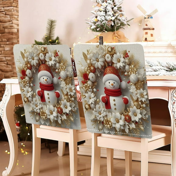 Hometravel 3D Christmas Chair Covers, Holiday Dining Room Chair Back Decor, Themed Seat Covers for Home Party Decoration