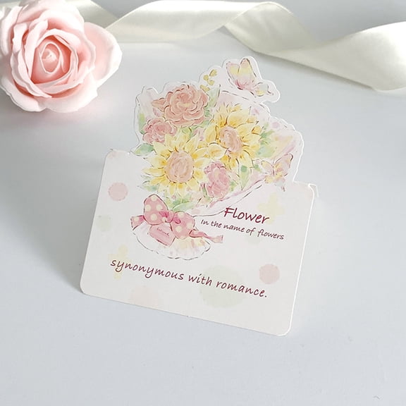 Hometravel 3D Flower Bouquet Greeting Card, Multi-layer Floral Message Card with Stand, Romantic Holiday Gift Card for Special Occasions