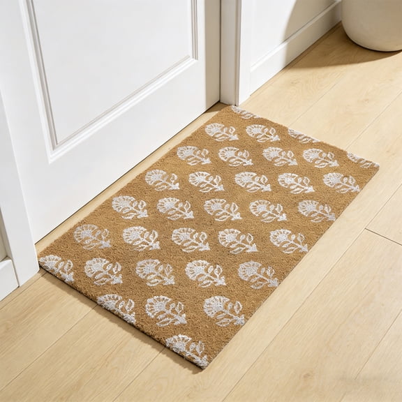 Hometravel 50x80cm Floral Patterned Floor Mat, Bee Design Door Carpet, Non-slip Entryway Rug for Home Decor
