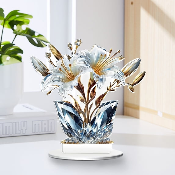 Hometravel Acrylic Desk Decor, Colorful Rose Series Figurine, Modern Study Ornament for Shelf Home Office Table