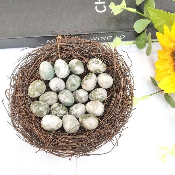 Hometravel Agate Crystal Easter Eggs, Set of 10 Mini 20mm Stone Bird Egg Decorations, Natural Gemstone Look Accents for Bowl, Display, Spring Home Decor