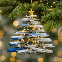 Hometravel Airplane Christmas Ornaments, Aviation Theme Holiday Decor Collection, Aircraft Design Tree Decorations for Seasonal Display