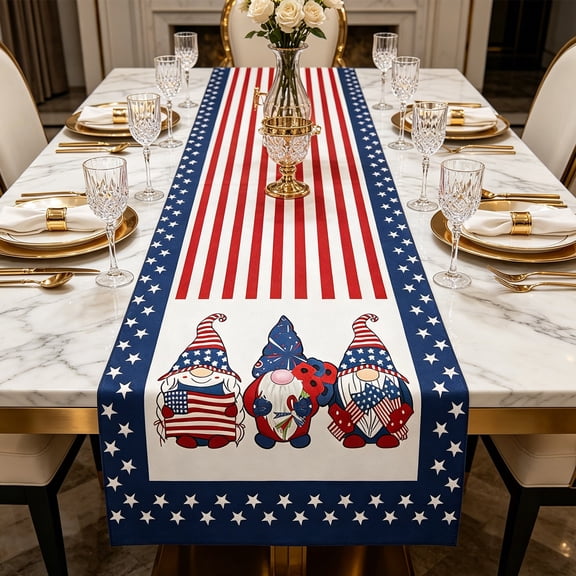 Hometravel Americans Independence Day Table Flag, American Style Dining Table Coffee Table Decor, Nationals Day Decorative Table Cabinet Flag for Patriotic Party, Picnic
