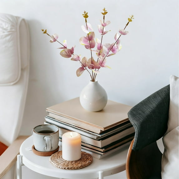 Hometravel Artificial Eucalyptus Stem, Realistic Plastic Greenery Decoration, Single Branch Faux Plant for Table Centerpiece