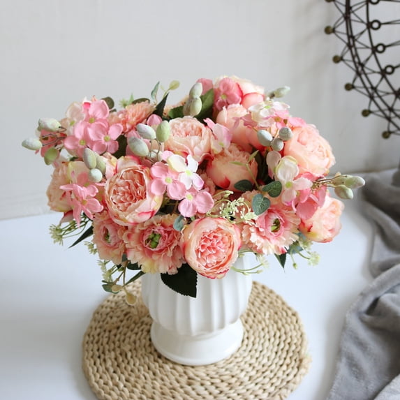 Hometravel Artificial Flowers Bouquet, Hydrangea Peony Berry Floral Arrangement, Faux Silk Flower Centerpieces for Wedding Home Decor Dining Table Mantle