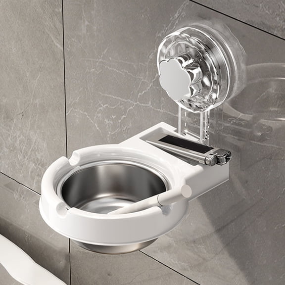 Hometravel Ashtray with Suction Cup Wall Mount, Stainless Steel Bathroom Ashtray Decorative Ornament, Personalized Trend for Men's Bathroom Use, Space Saver