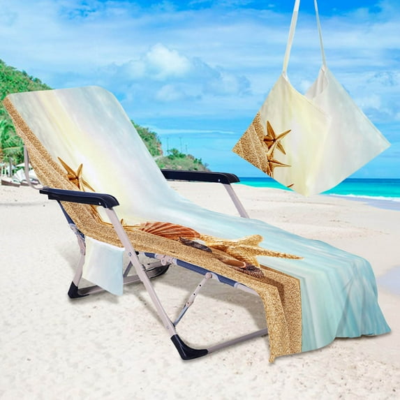 Hometravel Beach Chair Cover with Side Pockets, Microfiber Lounge Chair and Beach Towel, All in One Chair Cover for Sand, Beach Towel and Chair Protector for Pool and Outdoor