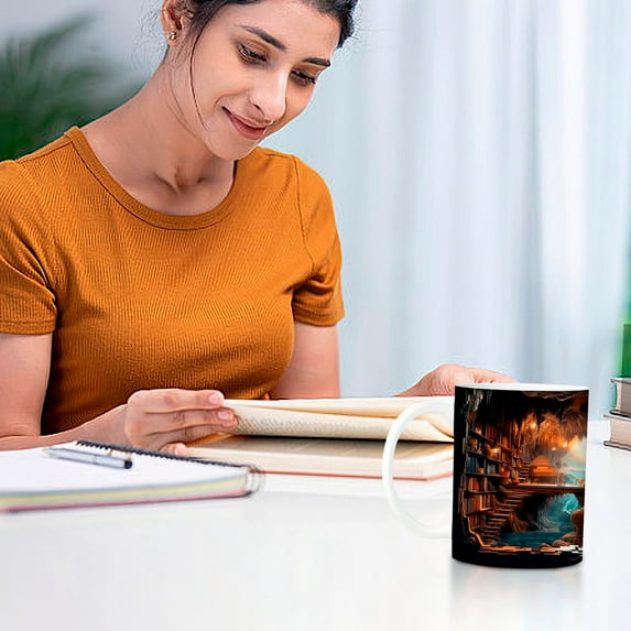 Hometravel Bookshelf Design Mug, Creative 3D Space Theme Drinkware, Multi-functional Plastic Cup for Toothbrush Storage, Art Style Beverage Container