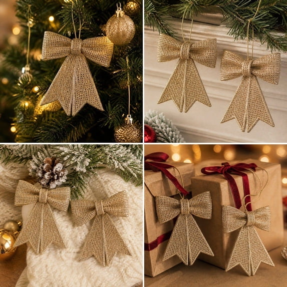 Hometravel Bow Decoration Pendant Set, 2-Pack Holiday Hanging Ornaments, Versatile Accents for Wreaths, Garlands, Door, Chair, Gift Wrap