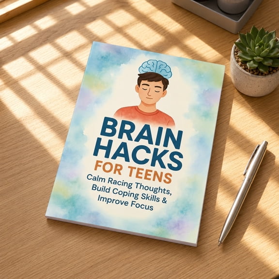 Hometravel Brain Hacks for Teens Focus Journal, 28 Page Coping Skills Activity Book, Racing Thoughts Calming Planner for Teen Mental Wellness