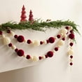 thumbnail image 1 of Hometravel Burgundy Christmas Ball String, Flocked Ornament Garland for Window Display, 5.5 Foot Holiday Decoration Chain for Indoor Decor, Seasonal Arrangements, 1 of 6