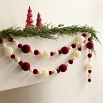Hometravel Burgundy Christmas Ball String, Flocked Ornament Garland for Window Display, 5.5 Foot Holiday Decoration Chain for Indoor Decor, Seasonal Arrangements