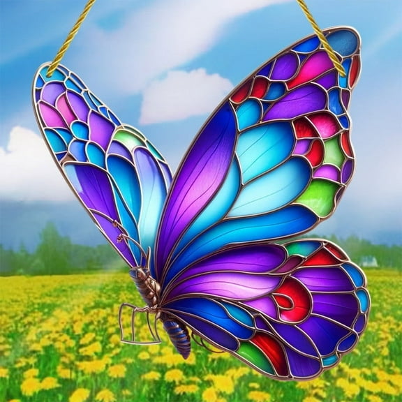 Hometravel Butterfly Acrylic Suncatcher Ornament, Decorative Wall Hanging for Sunlight Reflection, Colorful Window and Garden Decor for Home, Patio, Indoor Use