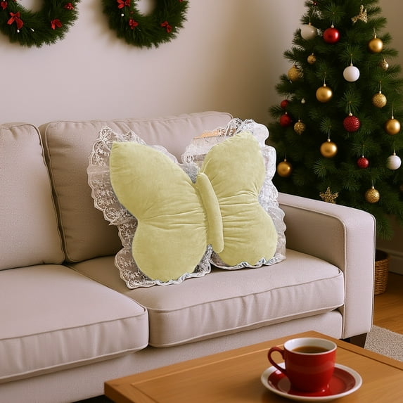 Hometravel Butterfly Pillow, Decorative Lumbar Support Cushion for Sofa, Floral Pattern Accent Pillow for Living Room and Bedroom