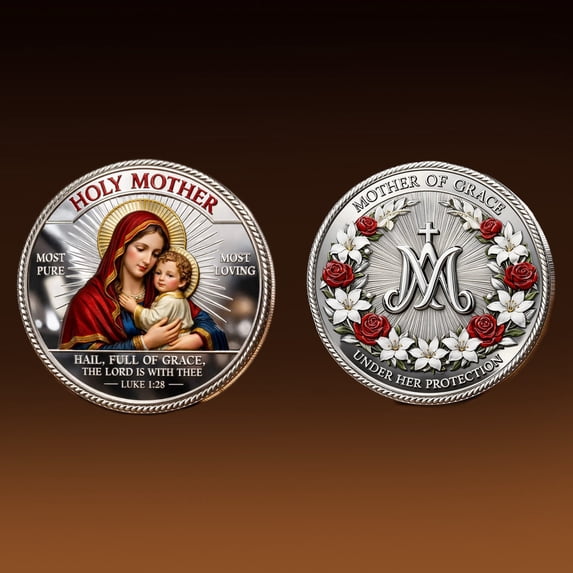 Hometravel Catholic Holy Coin, Resurrection of Christ Commemorative Metal Coin in Gold Tone, Religious Keepsake for Collection, Gift, and Spiritual Display