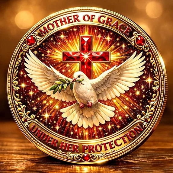 Hometravel Catholic Holy Coin, Resurrection of Christ Commemorative Metal Coin in Gold Tone, Religious Keepsake for Collection, Gift, and Spiritual Display