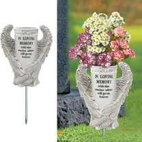 Hometravel Cemetery Decorative Angel Wing Vase, Memorial Garden Statue for Arrangements, Thoughtful Gift for Remembrance, Outdoor, Grave, Tribute Display