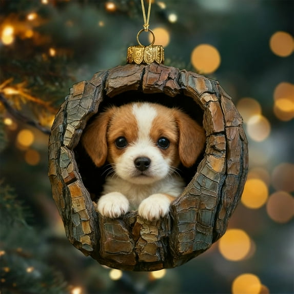 Hometravel Christmas Animal Acrylic Ornament, Printed Design Tree Hanging Decoration, 8cm Festive Gift for Family and Colleagues Exchange