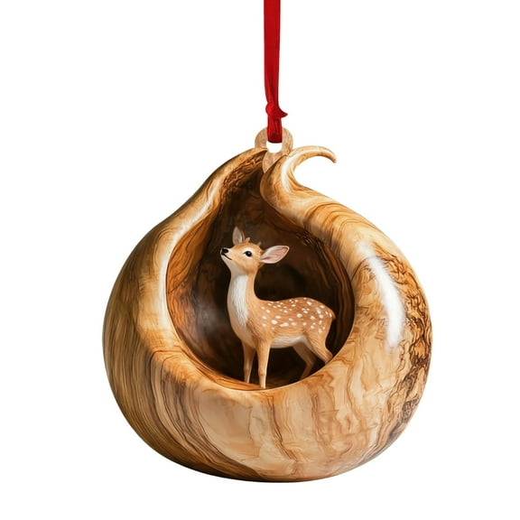 Hometravel Christmas Animal Pendant, Acrylic Forest Creature Tree Ornament, Festive Woodland Theme Decor for Xmas Tree, HOME, Seasonal Celebration