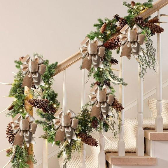 Hometravel Christmas Bow Decorations, 5-Pack Tree Hanging Ornaments, Shopping Mall Scene Setup for Party