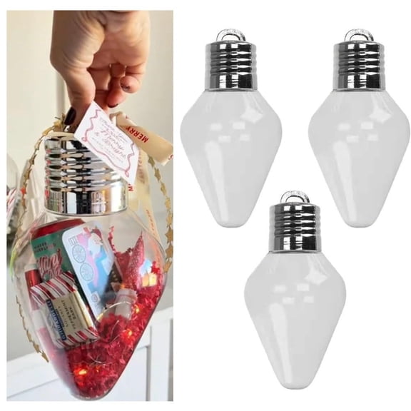 Hometravel Christmas Bulb Jar, Light Bulb Shaped Decorative Container for Small s, Festive Hanging Ornament for Tree and Display