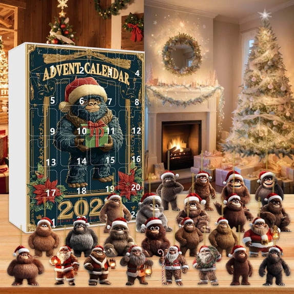 Hometravel Christmas Countdown Calendar 2025, 24-Day Surprise Gift Box with 2D Doll Ornaments, Festive Holiday Pendant Collection for Seasonal Celebration