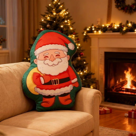 Hometravel Christmas Doll Pillow, Soft Shape Character Plush Cushion, Festive Santa Claus Decor for Home, Bedroom, Sofa, Holiday Season Decoration
