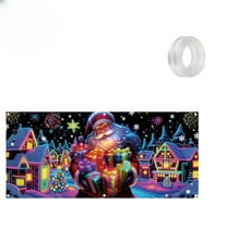 Hometravel Christmas Fluorescent Garage Door Cover, UV Reactive Holiday Background Banner, Bright Outdoor Decoration for Seasonal Display