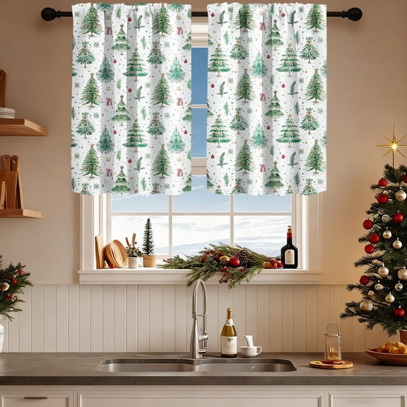 Hometravel Christmas Forest Curtains, 2-Piece Window Drapery with Grommets, 40x60 Inch Festive Window Treatment for Home, Room, Decor