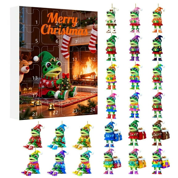 Hometravel Christmas Frog Calendar, 2D Themed Advent Countdown Decor, Festive Daily Reveal Ornament for Holiday Season, Home Display