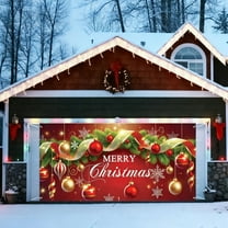 Hometravel Christmas Garage Door Decor, Merry Christmas Printed Hanging Cloth, Festive Outdoor Garage Banner for Seasonal Display and Holiday Atmosphere