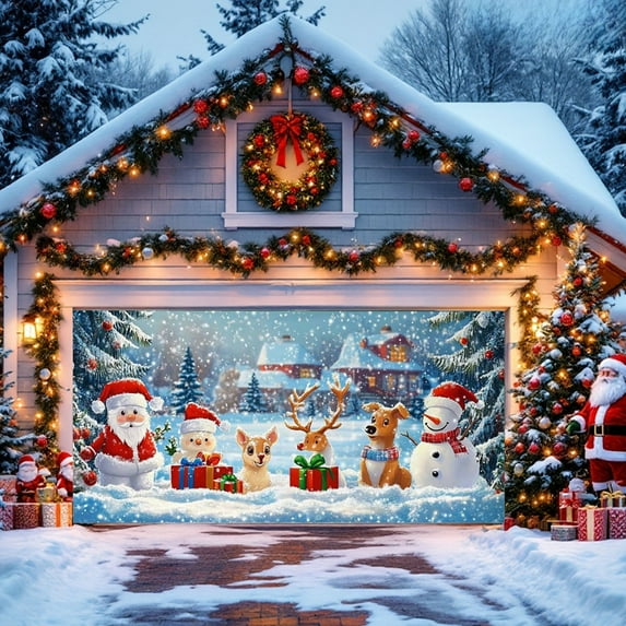 Hometravel Christmas Garage Door Decorations, Large Banner Backdrop for Indoor Outdoor, Hanging Holiday Decor for House Lawn Party Background
