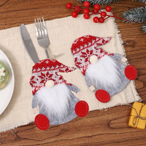 Hometravel Christmas Holiday Tableware Covers, Three-Dimensional Dwarf Design Knife and Fork Protectors, Festive Dining Accessories for Seasonal Meals and Events