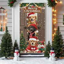 Hometravel Christmas Ice Silk Door Cover, Breathable Fabric with Holiday Pattern Design, Decorative Entryway Banner for Indoor, Seasonal Ambiance Creation