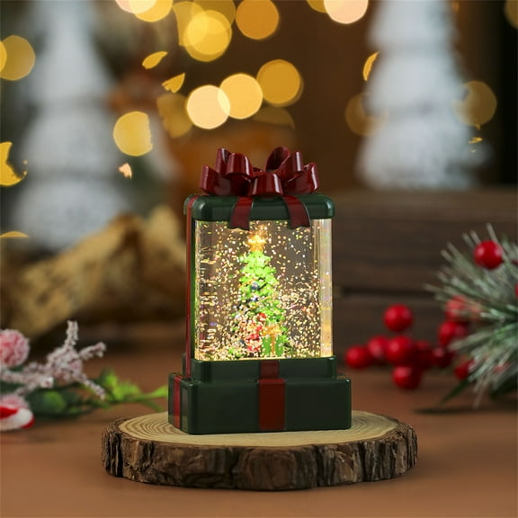 Hometravel Christmas Illuminated Gift Package, Simulation LED Light Decor, Shopping Mall Desktop Decoration, 100ml Water-Activated Snow Light